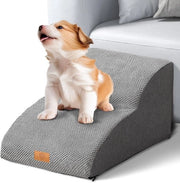 Scale a Due Livelli per Cani con Pavimento Antiscivolo per Divano Letto con Schiuma Alta Densità e Copertura Rimovibile Grigio 55x40x30cm