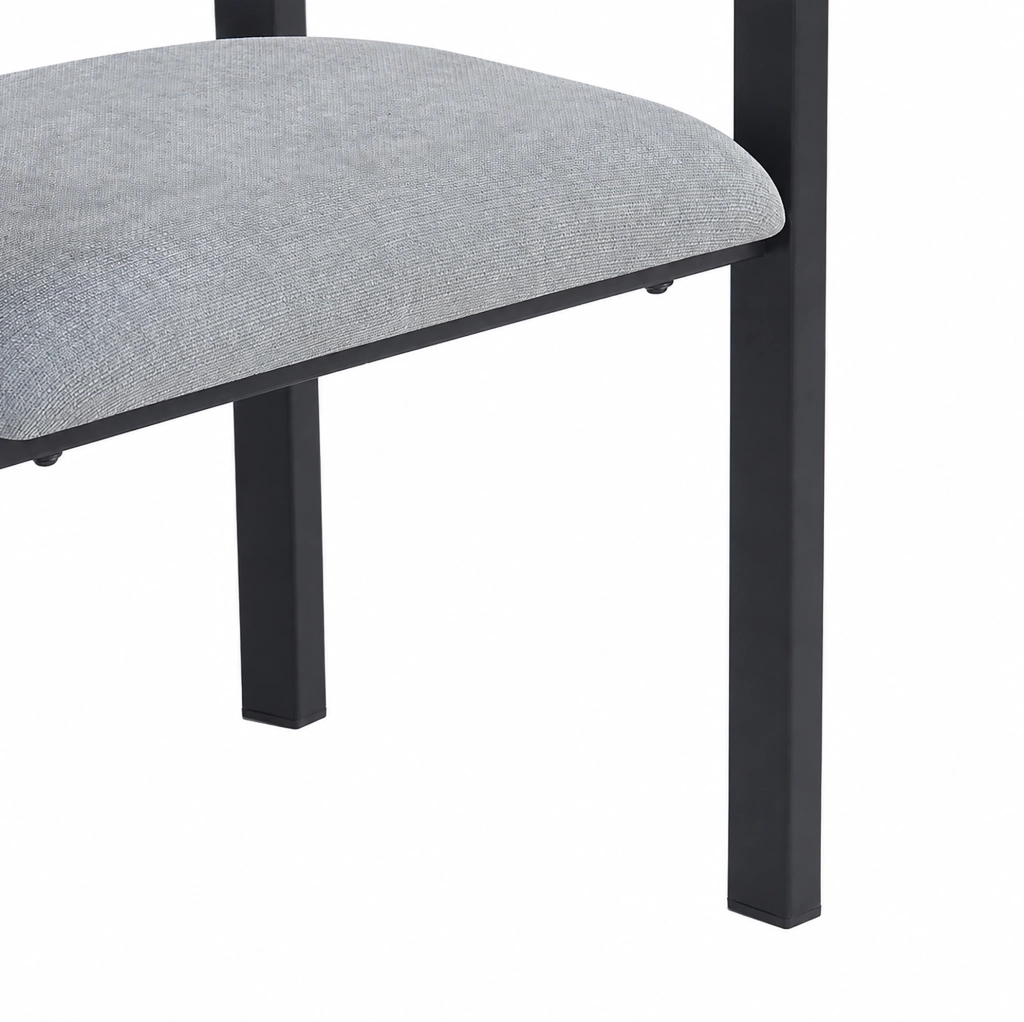 Set di 2 sedie da pranzo moderne in chenille grigio con schienale curvo e struttura in metallo