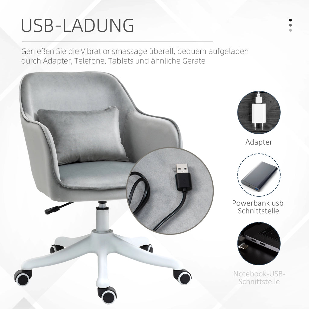 Sedia da ufficio massaggiante ergonomica girevole ¨C zephmum ¨C grigio tessuto