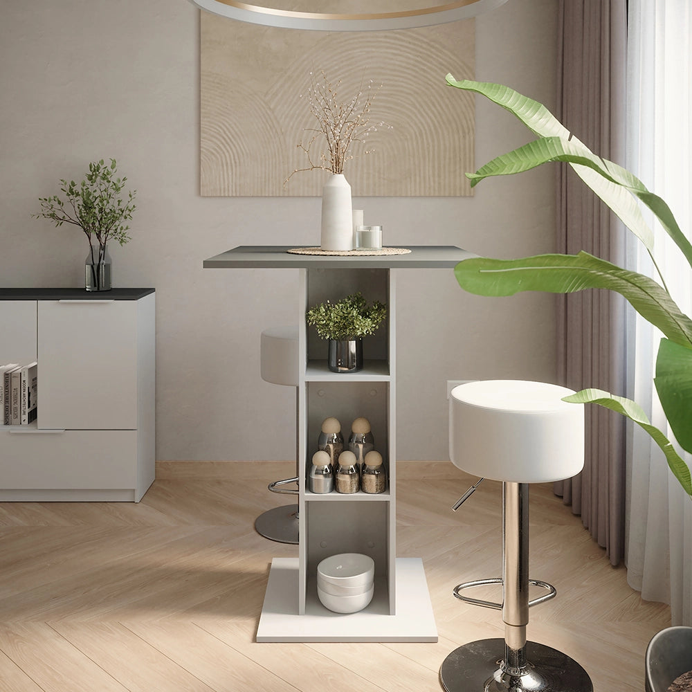 Vicco tavolo bar con sgabelli Bianco/antracite 75 x 75 cm con 2 sgabelli da bar