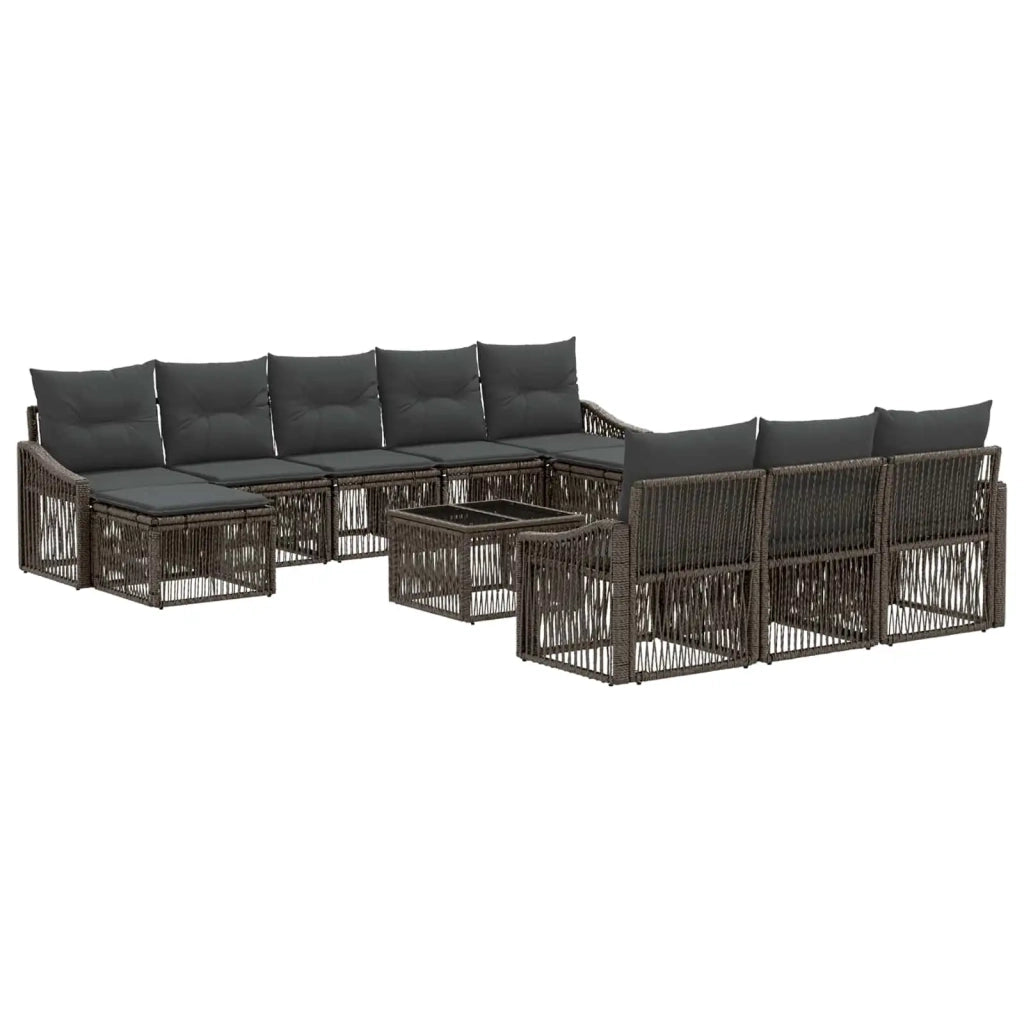 Set Divano da Giardino 11 pcs Grigio polyrattan