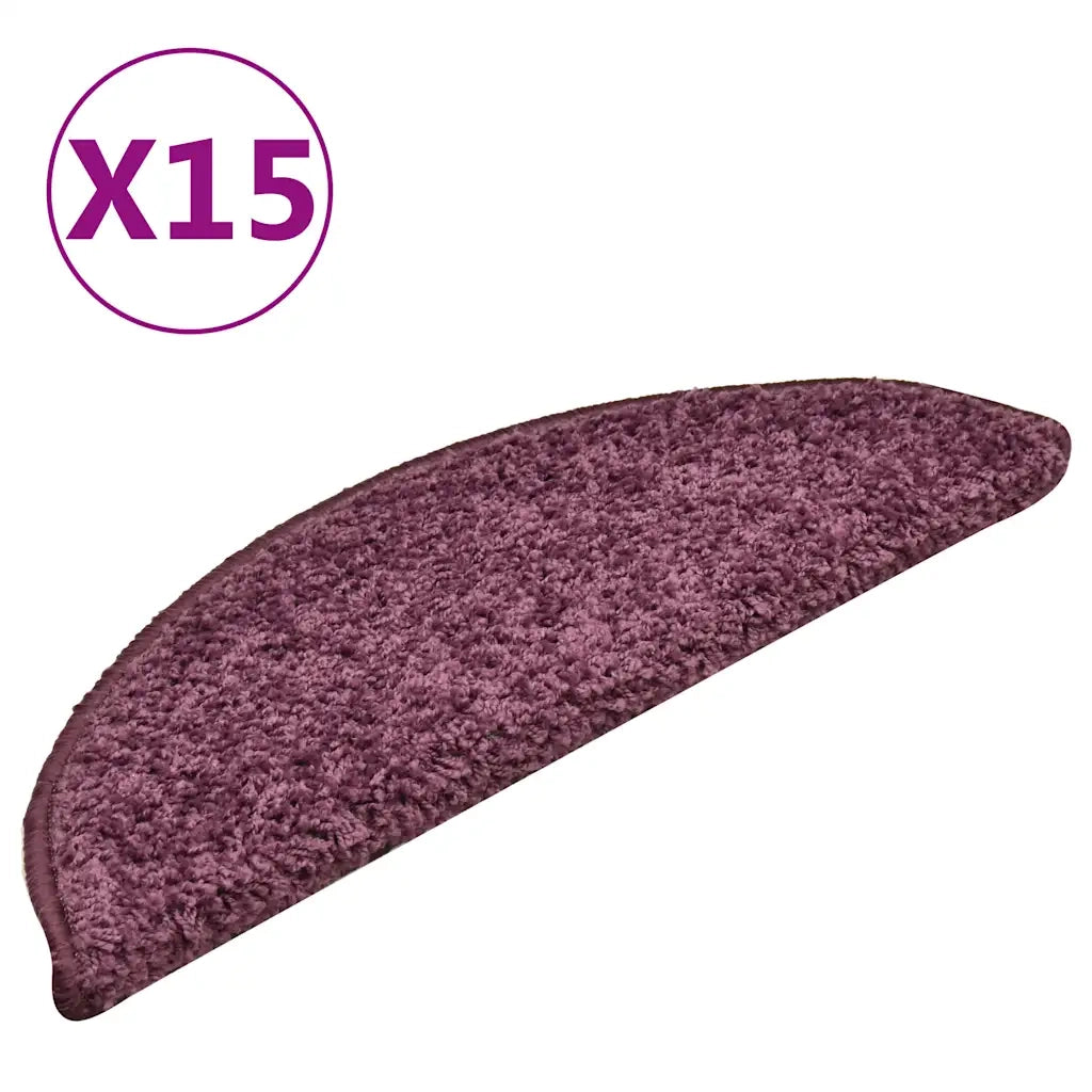 Tappetini per scale 15 pz | Gradini per Scale 56x17x3 cm Viola scuro semicircolari