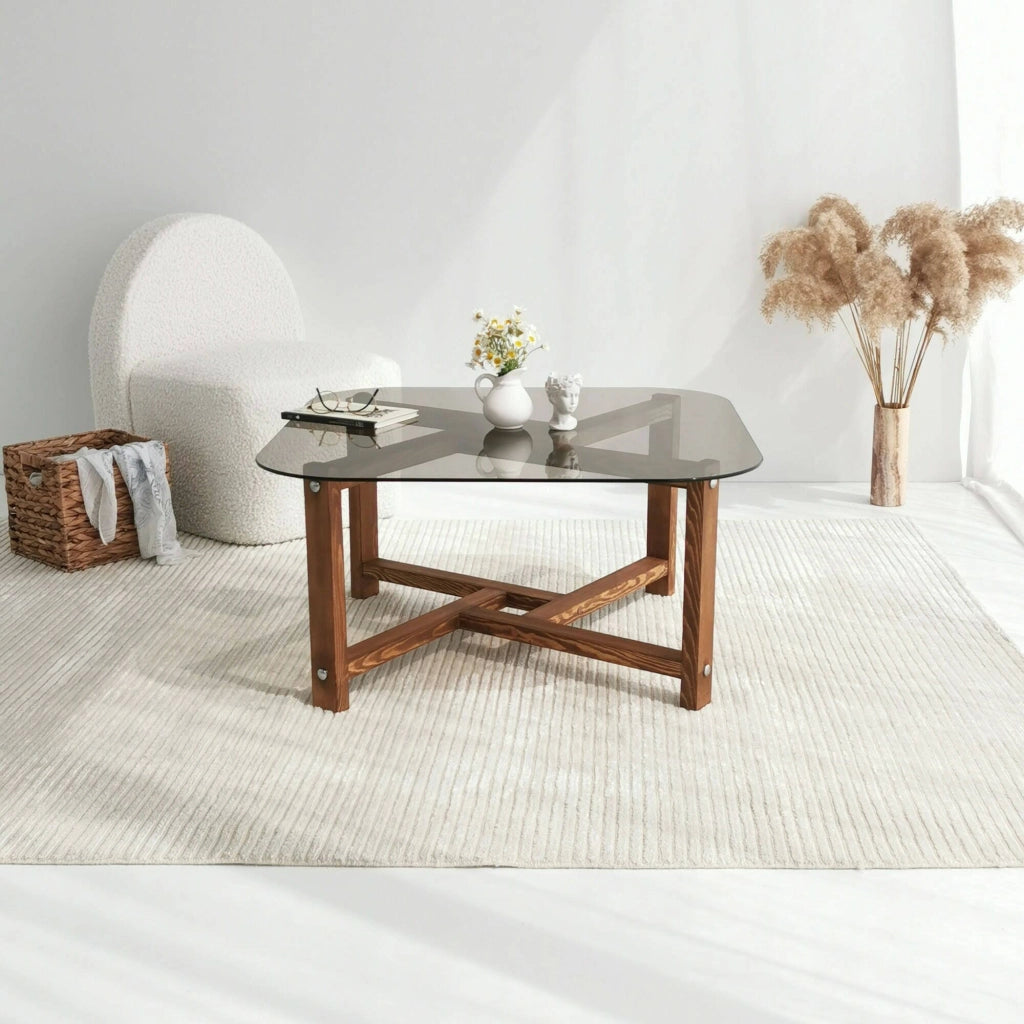 Aurano, Tavolino da Salotto Portariviste, 80x80x40h cm Marrone Quercia