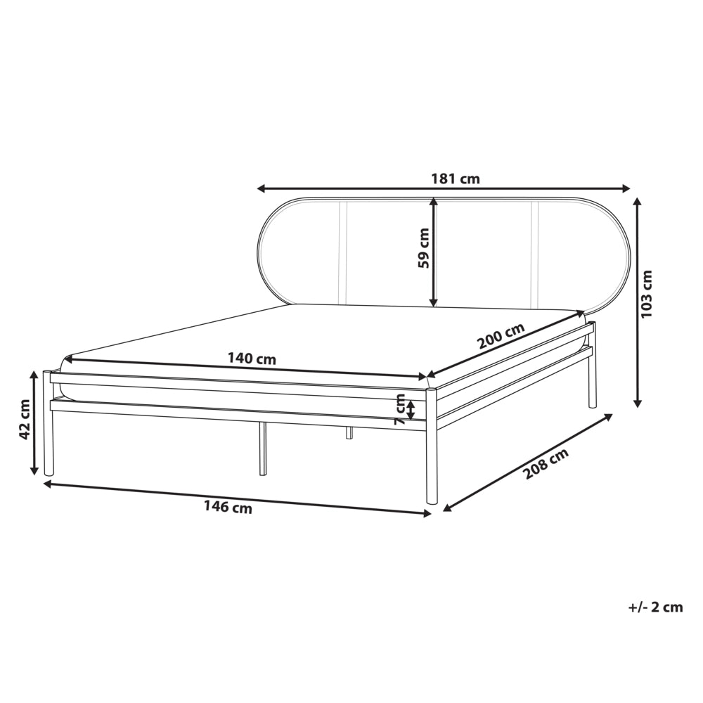 Letto matrimoniale imbottito in tessuto nero 140 x 200 cm rete a doghe gambe in legno moderno