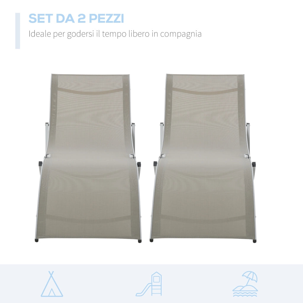 Lettino Pieghevole da Giardino ¨C Zephmum ¨C Grigio Tessuto 61x165x63 cm