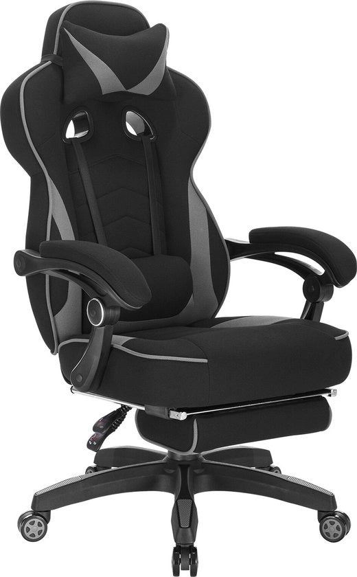 Sedia Ergonomica per Ufficio, Sedia da Gioco - Per Bambini e Adulti - Materiale: Tessuto - Colori: Nero/Grigio - Dimensioni: 70x70x125 cm