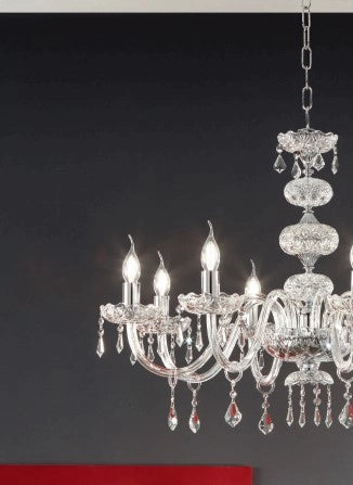 DALLAS/3 LAMPADARIO A SOSPENSIONE CROMO E CRISTALLO 3 LUCI ATTACCO E14 D.53CM