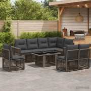 Set Divano da Giardino 9 pz Grigio e Grigio Scuro polyrattan 3436799