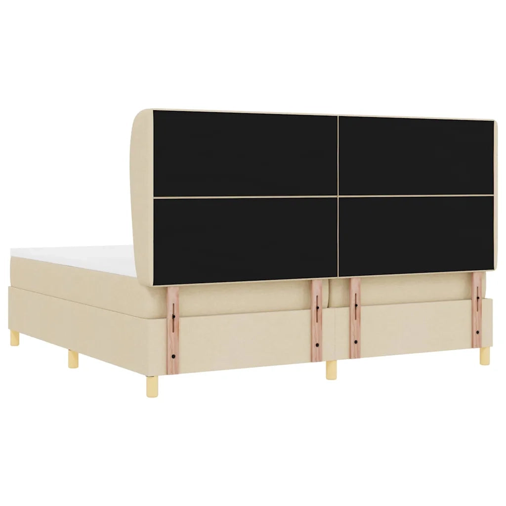 Letto a molle con materasso Crema 200 x 200 cm Tessuto 3340779