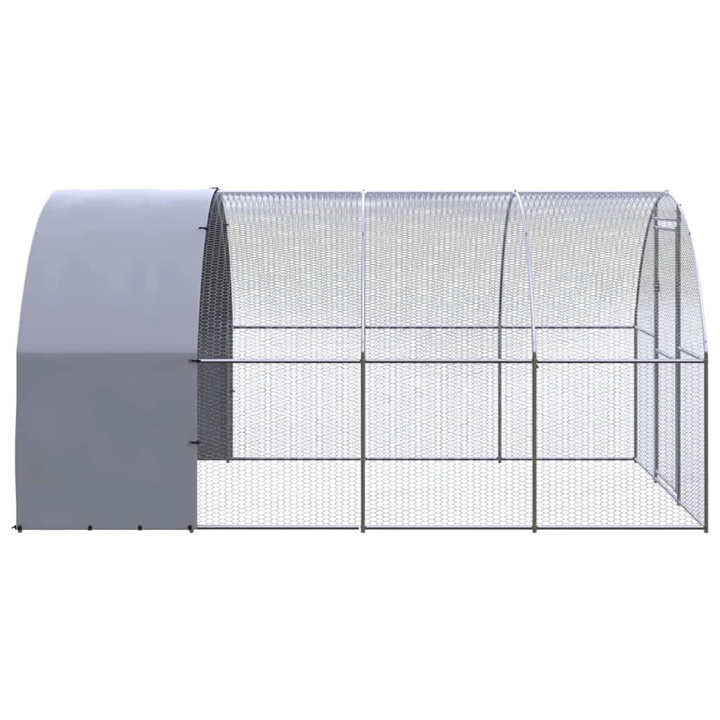 Pollaio/recinto/gabbia per polli da esterno 3 x 4 x 2 m acciaio zincato argento 02_0044012