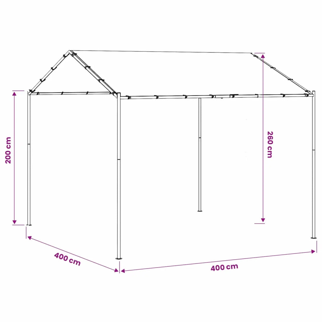 Gazebo | Pergolato 4 x 4 x 2,6 m Bianco Acciaio e Poliestere 180 gsm