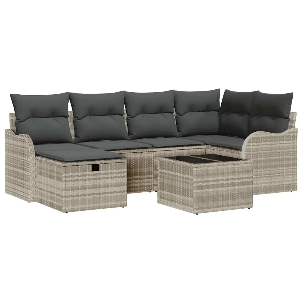 Set Divano da Giardino 7 pcs Grigio chiaro Poly Rattan 3358991