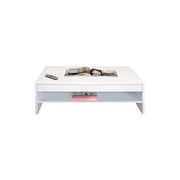 Tavolino basso TRIGO bianco - 1 cassetto con scomparti - 118 x 58 x 39 cm