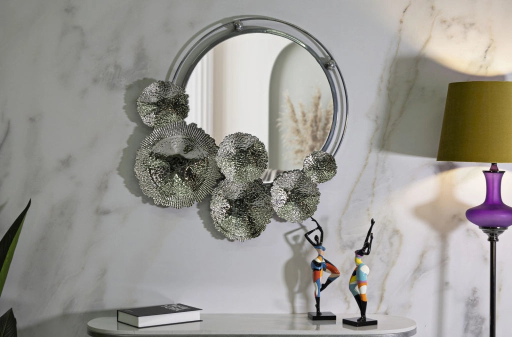 Specchio Kandi 85x7x80,6 cm in Metallo e Specchio Argento