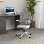 Sedia da ufficio ergonomica 60 x 59 x 114-122 cm grigia con braccioli