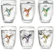 Set di vetro termico a doppia parete da 6 - design colibrì - 250 ml - blu rosso verde arancione viola giallo vetro a doppia parete per la pittura
