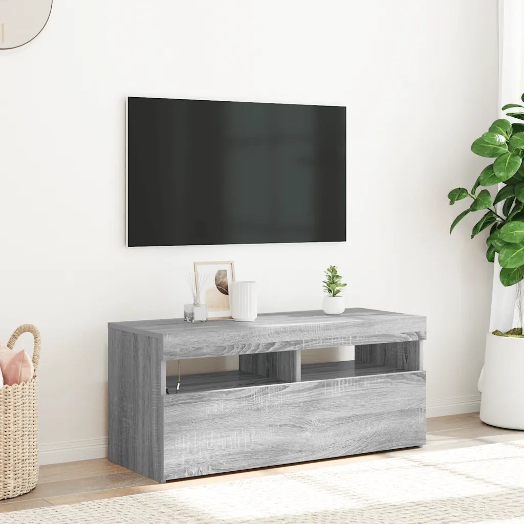 Mobile Porta TV con Luci LED-Mobile per TV-Credenza TV Grigio Sonoma 90x35x40 cm 759234