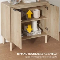 Mobile Contenitore in Legno a 2 Livelli con Ripiano Regolabile su 3 Livelli, 78x40x77.5 cm, color Rovere