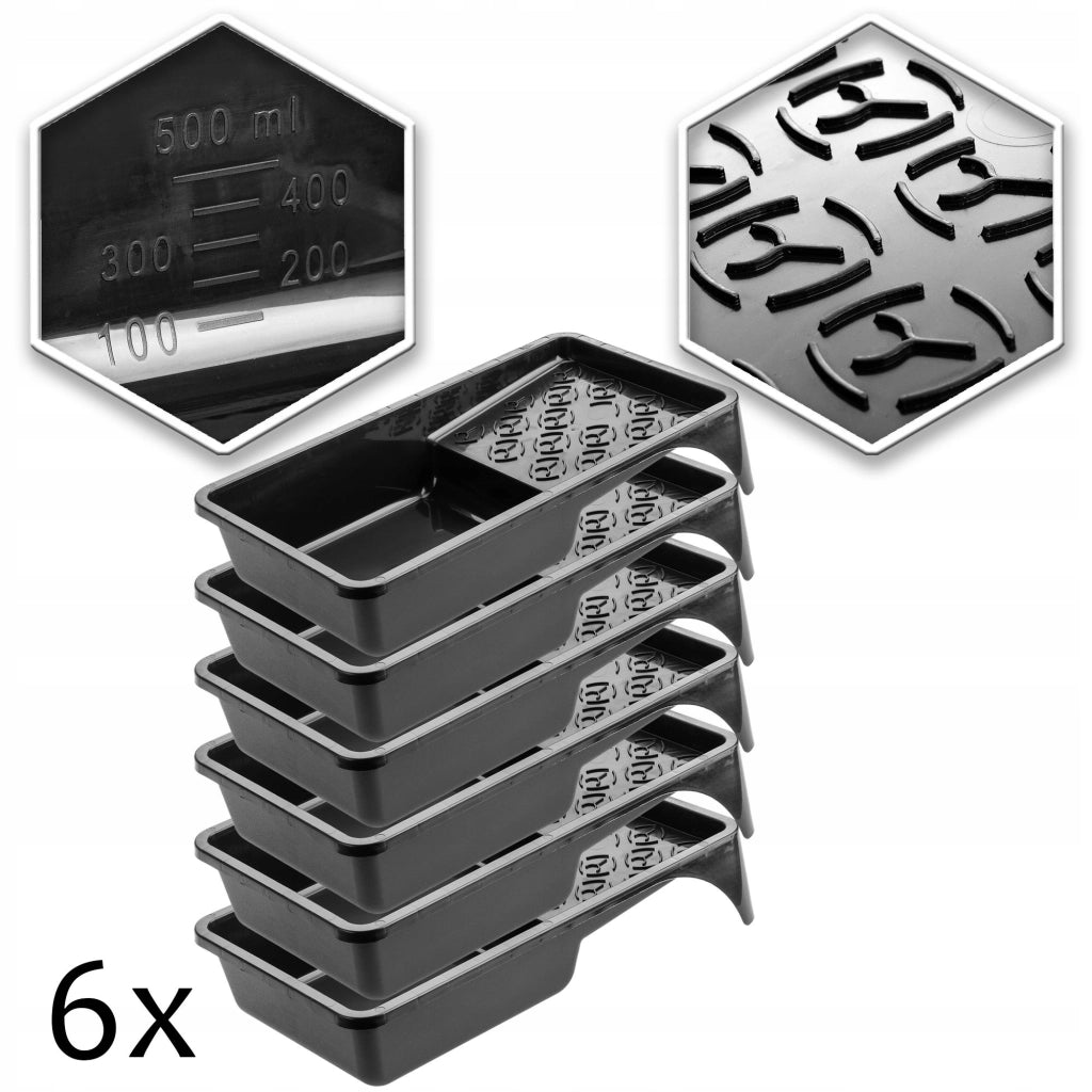 Vassoio grande per pittura KADAX 155x295 mm per set di rulli per pittura, nero, 6 pezzi