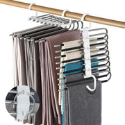 Hangers per spazio, set di 2 hangers multiuso, antiscivolo pieghevole, hangers per pantaloni con 9 livelli, hangers per tenute, sciarpe, jeans, abbigliamento, asciugamani