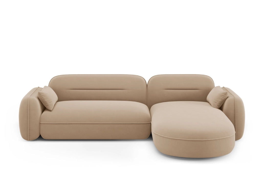 Cosmopolitan Design - Divano angolare modulare destro "Sydney" 4 posti in velluto sabbia 