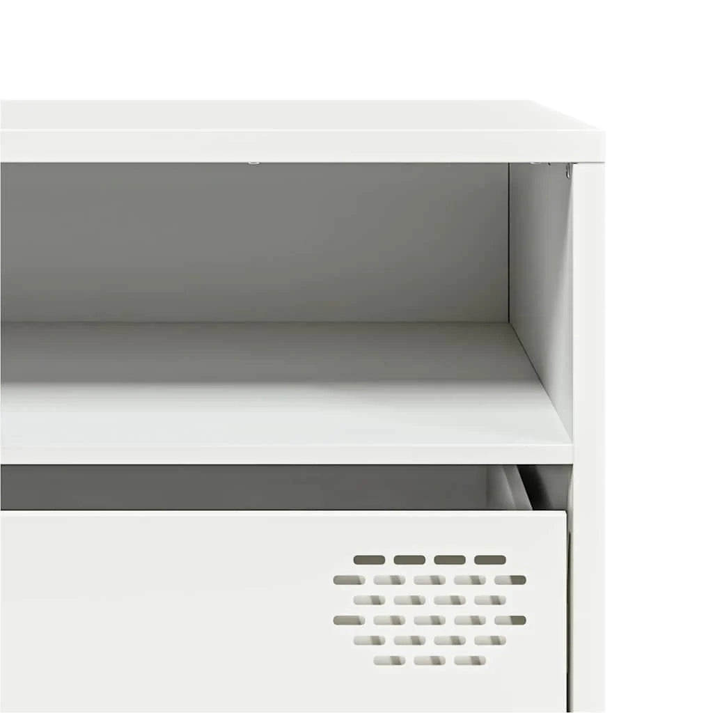 Mobile porta TV con ampio vano contenitore 202 x 39 x 43 cm design moderno per soggiorno realizzato in acciaio laminato a freddo bianco 02_0055643