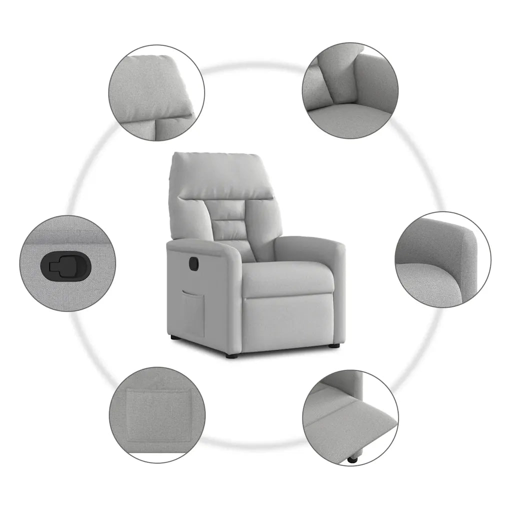 Poltrona Reclinabile in Tessuto Grigio Nuvola 4015551