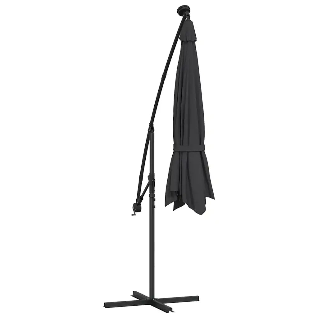 Ombrello | Parasolne a Sbalzo con LED e Palo in Acciaio 300 cm Nero