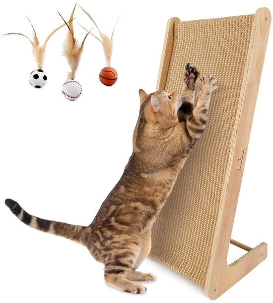 Krabbastanza per gatti, 72 cm alto, L-vicina a 75° per krabbastanza per gatti, krabbastanza in sisal per protezione del divano, krabbastanza per parete e angolo, con pallone da gioco.