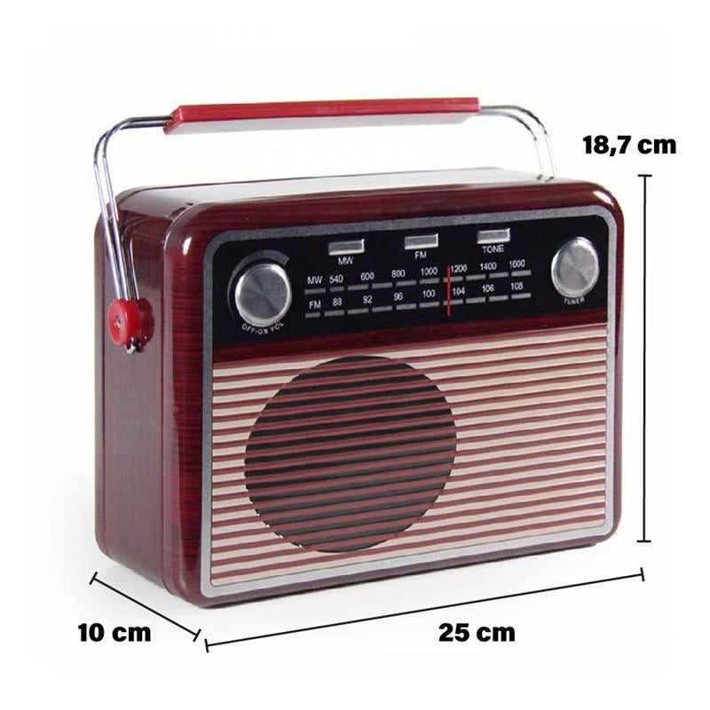 CONTENITORE DI LATTA MULTIUSO "RADIO VINTAGE" 18,7X10X25H CM