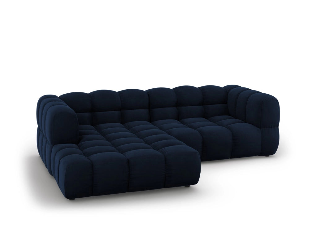 Cosmopolitan Design - Divano angolare modulare sinistro "Sky" 3 posti in velluto blu reale 