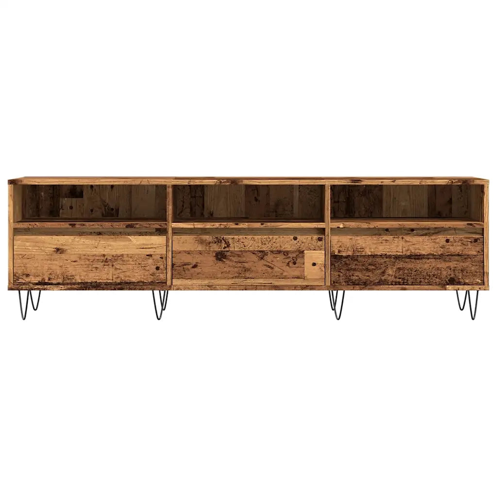 Mobile porta TV rettangolare pratico in legno anticato con vano contenitore 150 x 30 x 44 cm realizzato in legno composito marrone 02_0051068