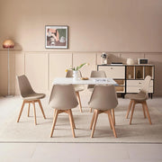 GrandCA HOME Tavolo da Pranzo e 6 Sedie da Pranzo Set da Sala da Pranzo Moderno, Tavolo da Cucina Rettangolare Struttura di Giunzione Sedie da Scrivania e da Cucina (6 sedie beige+1 tavolo)