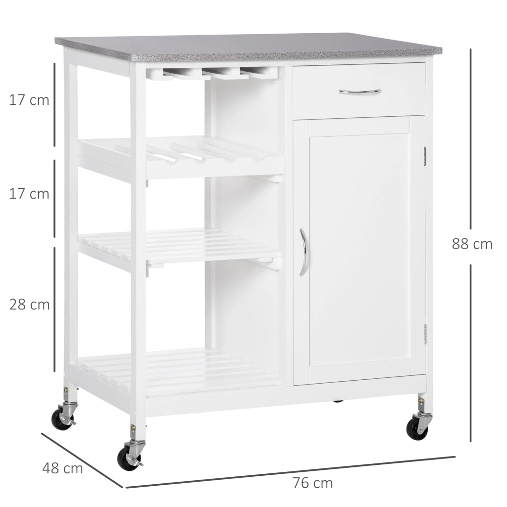 Carro da cucina con ruote ¨C zephmum ¨C bianco 76x48x88 cm