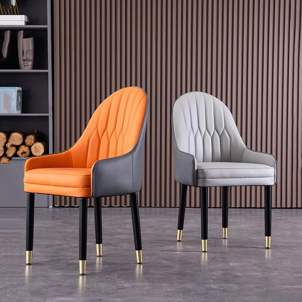 Set di 4 sedie da pranzo in pelle di microfibra, con schienale ergonomico e gambe in legno di faggio per bancone, salone, reception, cucina