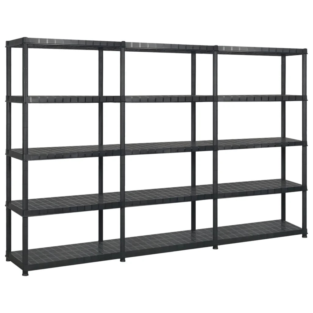 Scaffale portaoggetti a 5 ripiani 255 x 40 x 185 cm Plastica nera 02_0045704