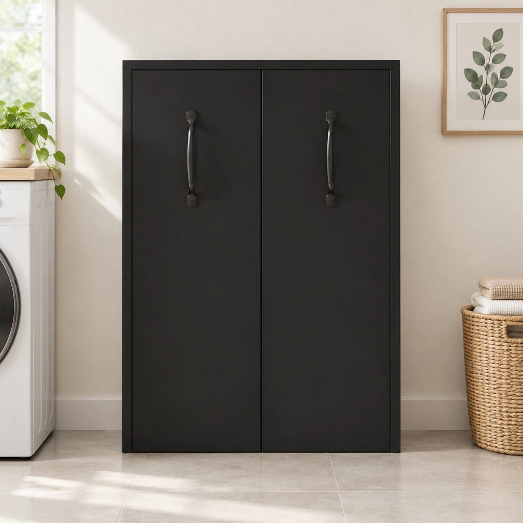mobile contenitore nero su ruote 52x50x75 cm con moduli reversibili