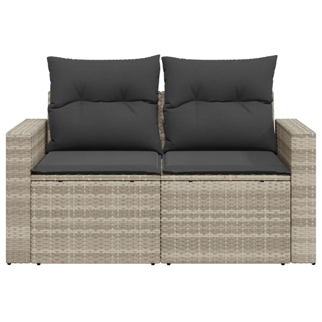 Divano da Giardino con Cuscini 2 Posti Grigio Chiaro Polyrattan 366195