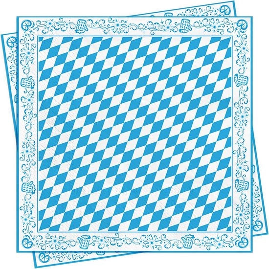 Decorazioni per tavola Oktoberfest - serviette a 3 strati blu e bianco - serviette di carta bavarese - decorazioni per tavola per birrerie - serviette di carta per Oktoberfest