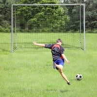 Porta da Calcio Grigia 300x120x200 cm con Viti e Picchetti inclusi, in PE e Metallo