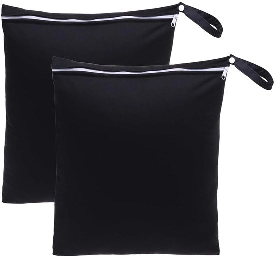 Zaini acqua resistenti - 2 pezzi - 40 x 30 cm - Borse riutilizzabili - Oggetti bagnati/asciutti - Chiusura a cerniera metallica - Ecologico - Borse da lavare