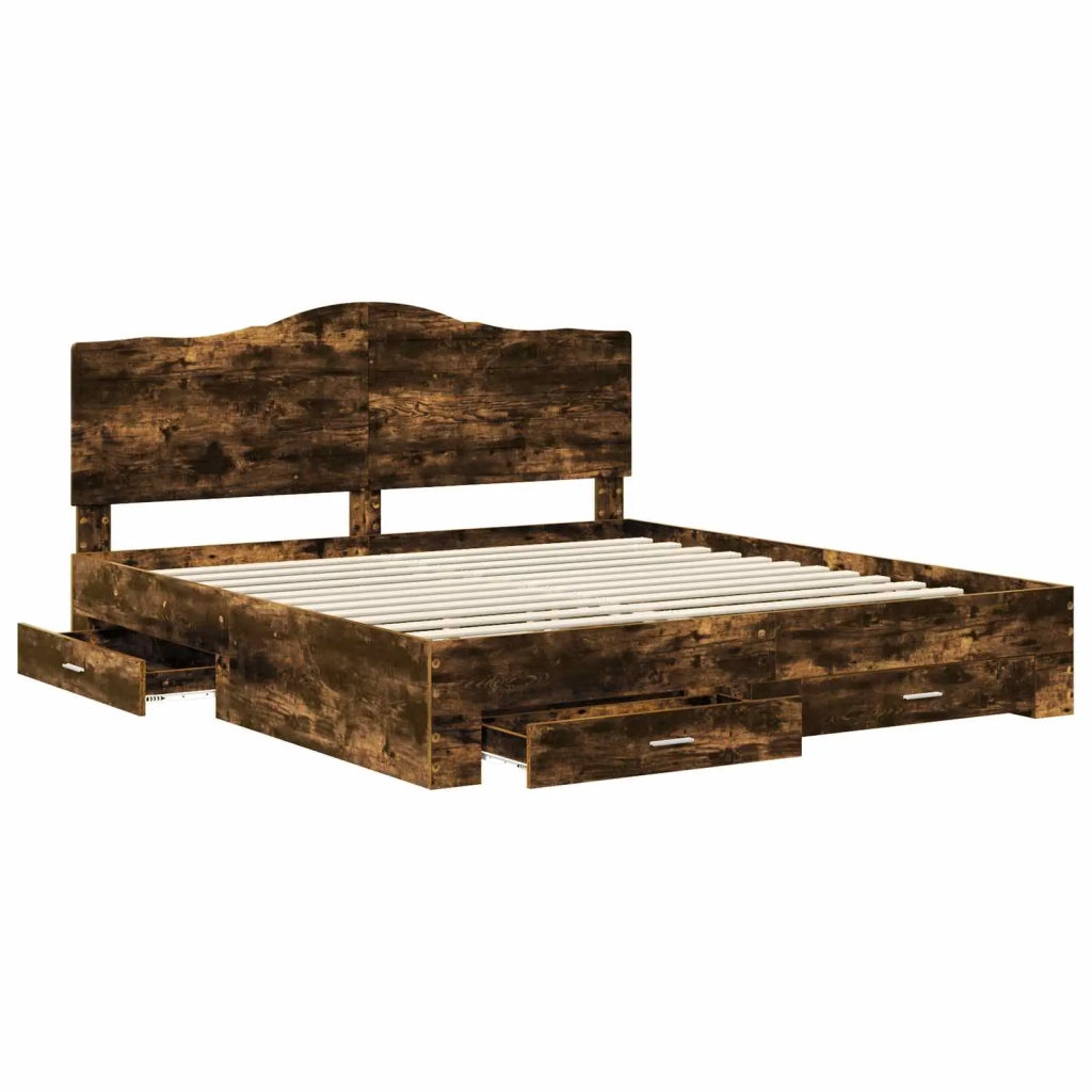 Struttura del letto Rovere fumé 200 x 200 cm Legno multistrato 3413566