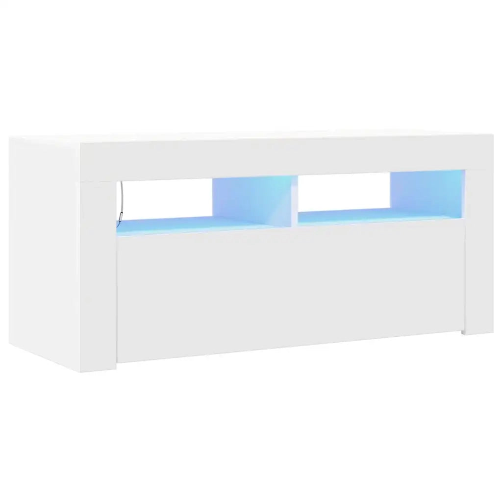 Mobile Porta TV con Luci LED-Credenza TV Bianco 90x35x40 cm 544347