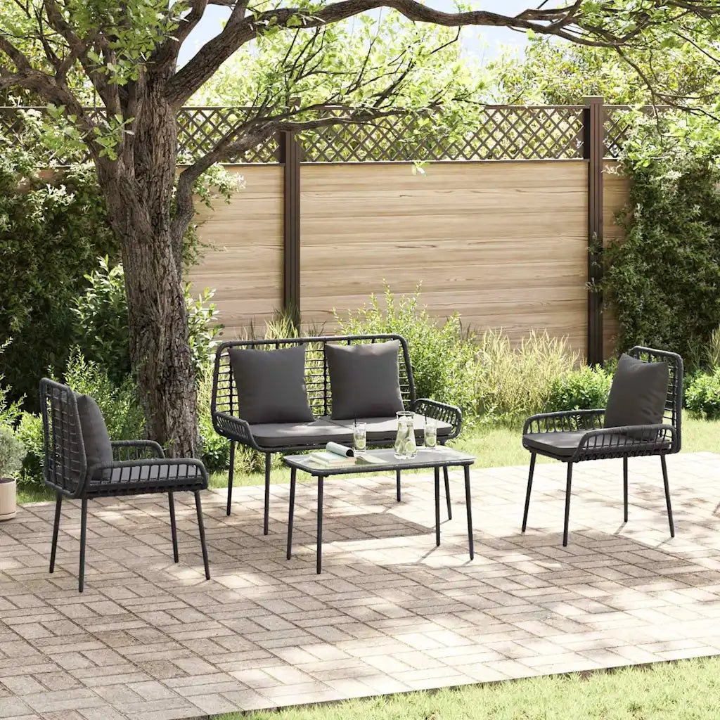 Set di Mobili da Giardino 4 pcs Nero e Crema polyrattan 3379042