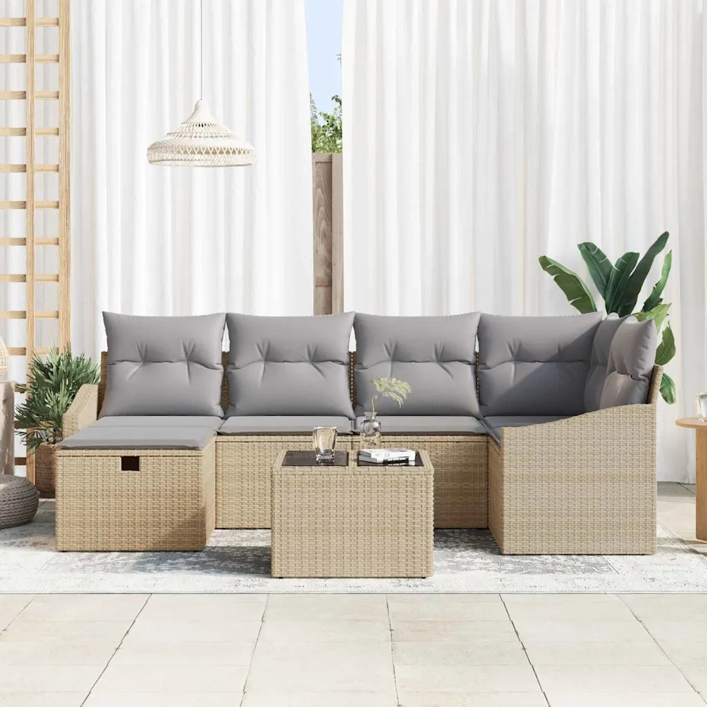 Set di divani con cuscino Beige e Grigio Chiaro polyrattan 3359289