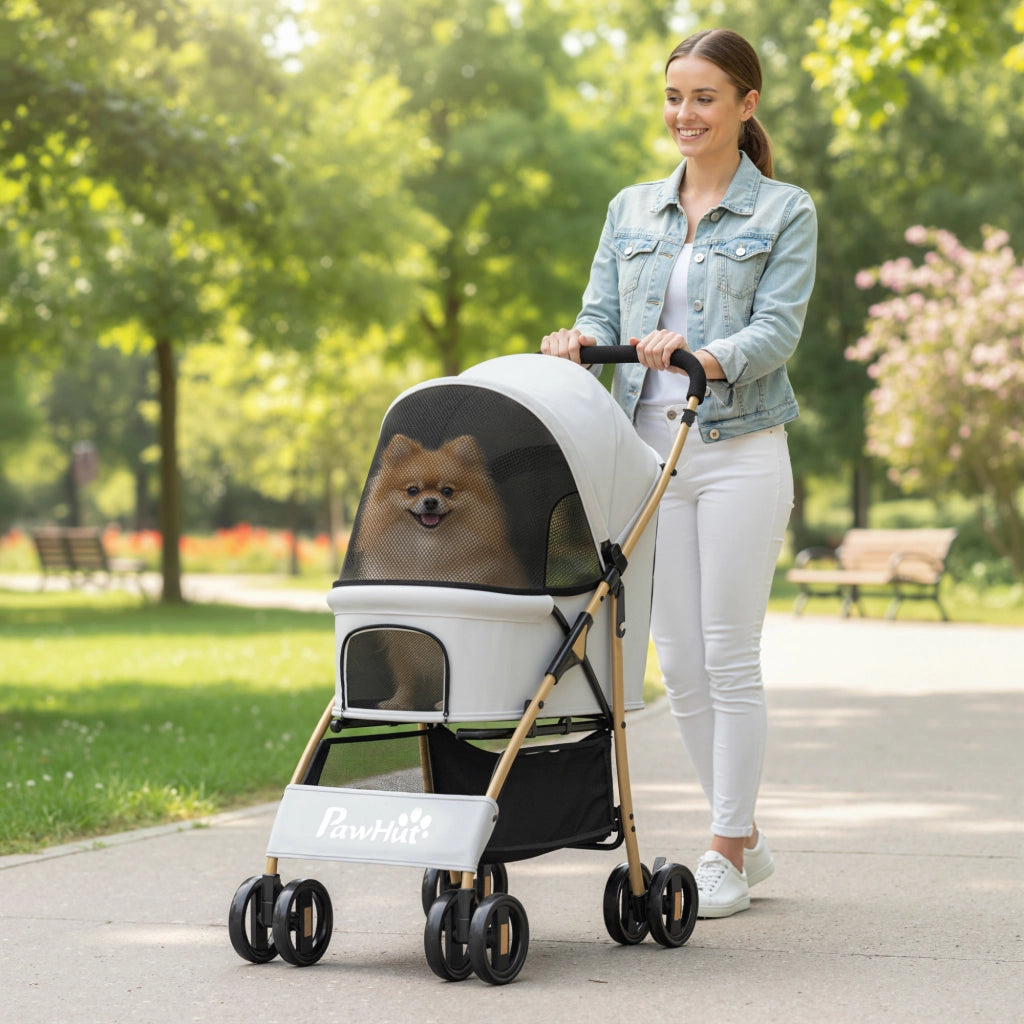 Casetta per Animali Domestici con 2 Porte e Finestra a Rete ¨C zephmum ¨C Grigio Chiaro 80x44.5x97 cm