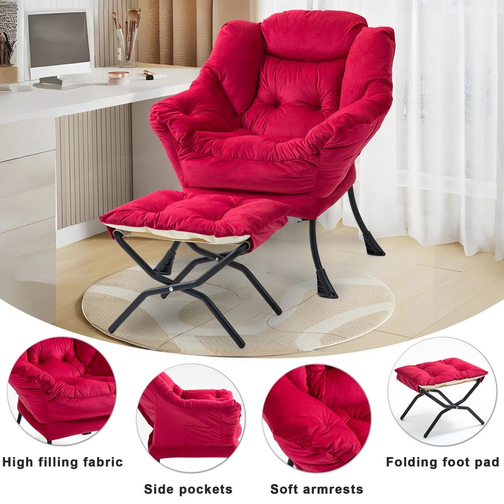 Poltrona Relax con Poggiapiedi Pieghevole e Tasca Laterale ¨C MINIMAL ¨C Tessuto, Stile Moderno