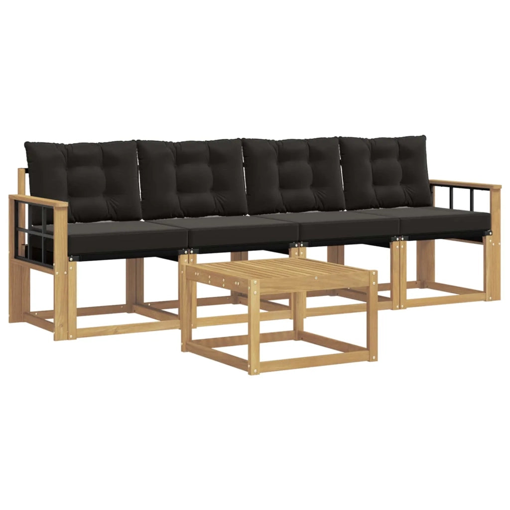 Set di divani da esterno 5 pz Bianco e Nero 3389194