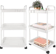 Cassetti 3 piani carrello cucina - bianco multifunzionale - cucina bagno - Set di 2