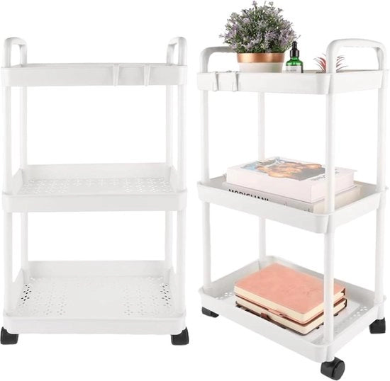 Cassetti 3 piani carrello cucina - bianco multifunzionale - cucina bagno - Set di 2